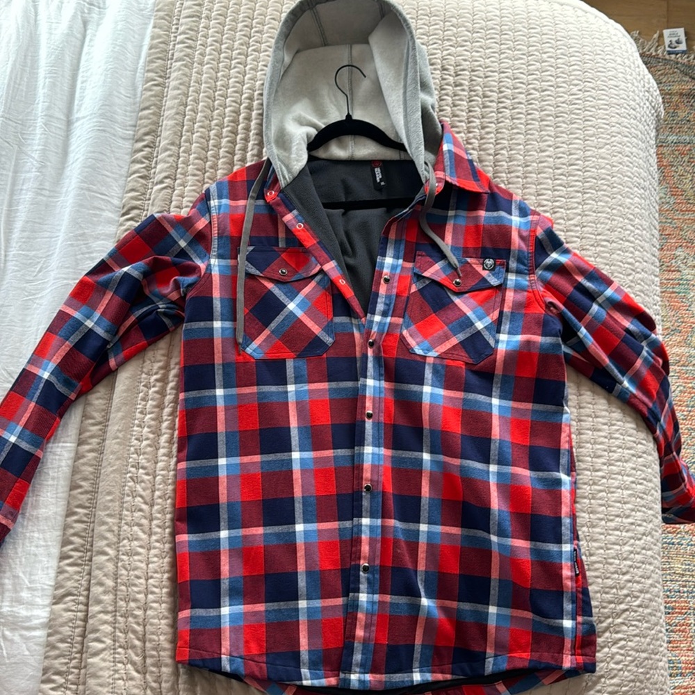Never Summer button up thermal plaid shirt